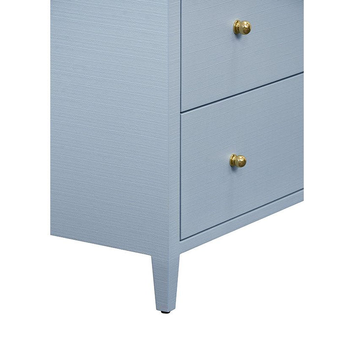 Carnegie Seven Drawer Chest In Textured Light Blue Linen