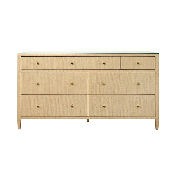 Cabinets & Curios Carnegie Seven Drawer Chest In Natural Grasscloth