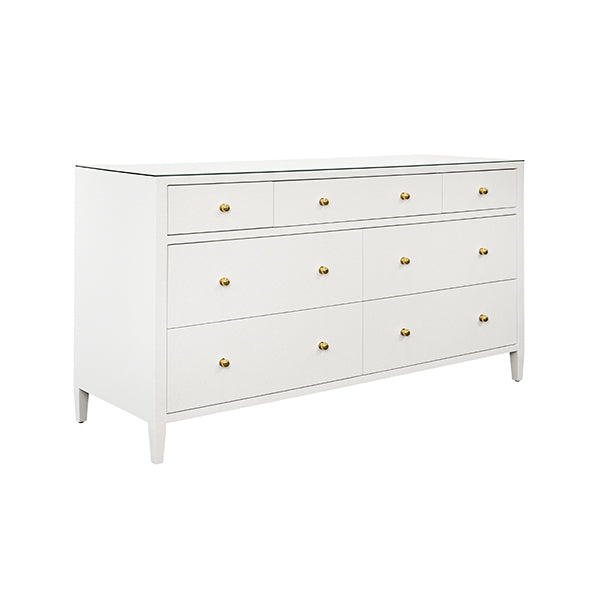 Cabinets & Curios Carnegie Seven Drawer Chest In Textured White Linen