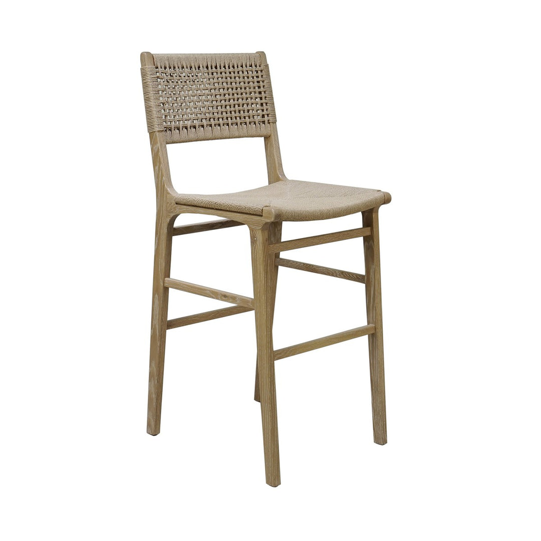 Carson - Woven Back Bar Stool With Rush Seat In Cerused Oak