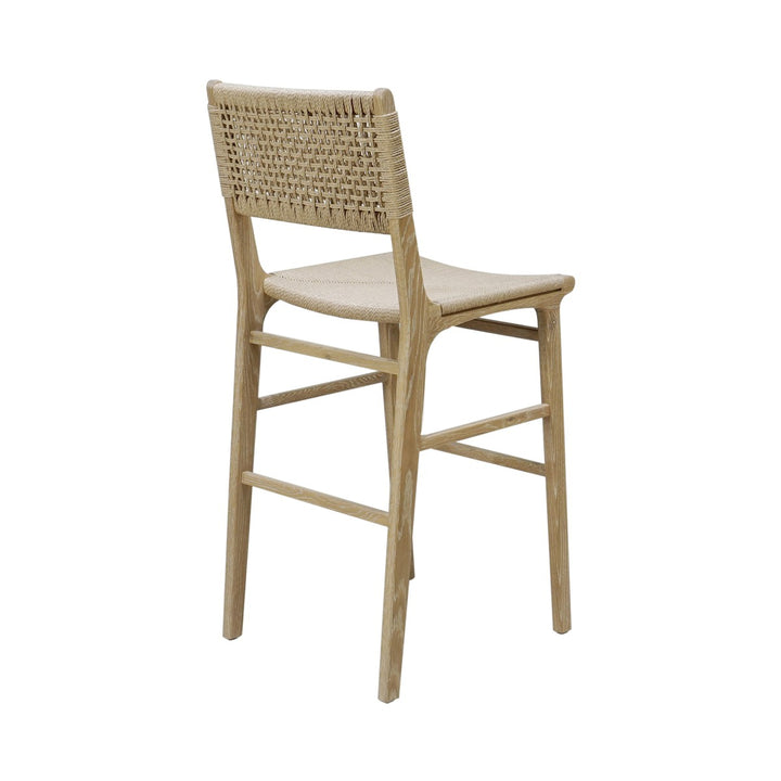 Carson - Woven Back Bar Stool With Rush Seat In Cerused Oak