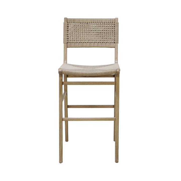 Carson - Woven Back Bar Stool With Rush Seat In Cerused Oak