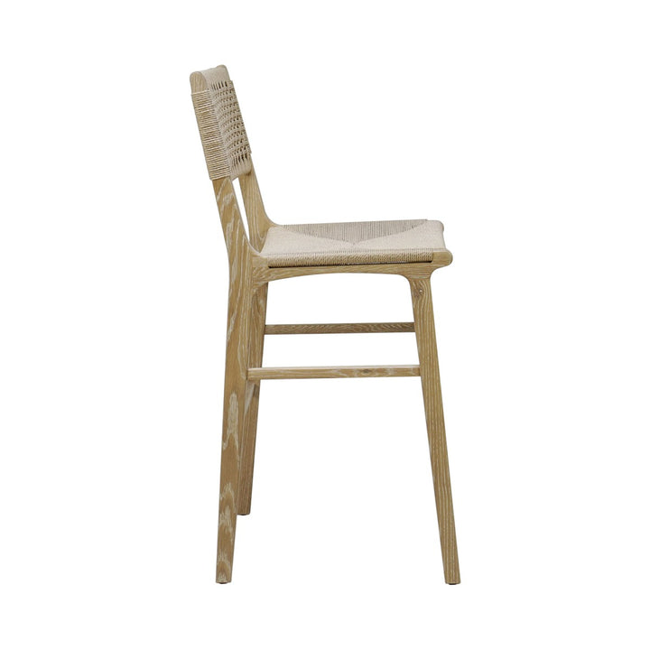 Carson - Woven Back Bar Stool With Rush Seat In Cerused Oak