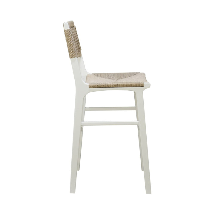 Carson - Woven Back Bar Stool With Rush Seat In Matte White Lacquer