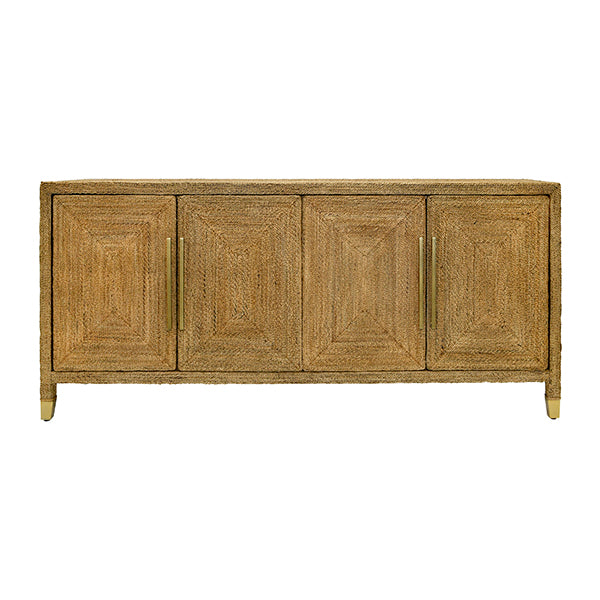 Sideboards & Credenzas Four Door Buffet With Satin Brass Hardware And Foot Caps In Wrapped Rope