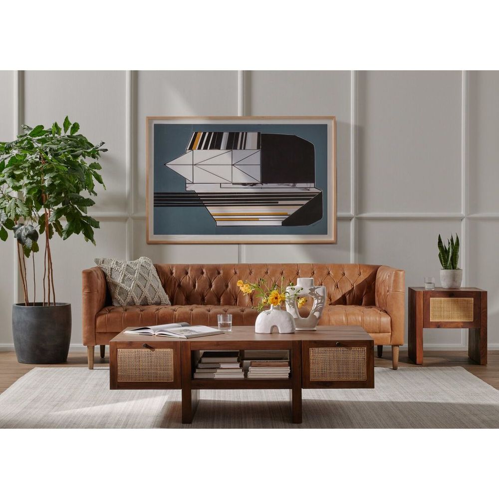 Sofas Smythe 90" Leather Sofa - Natural Washed Camel