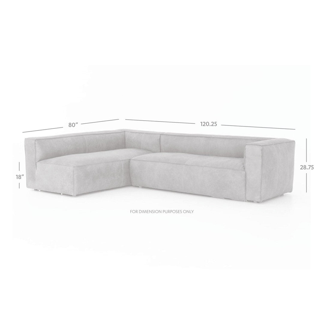 Finsbury Leather Sectional - Natural Washed Sand - 2-Piece RAF