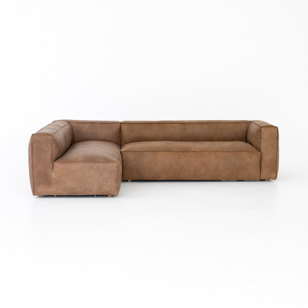 Finsbury Leather Sectional - Natural Washed Sand - 2-Piece RAF