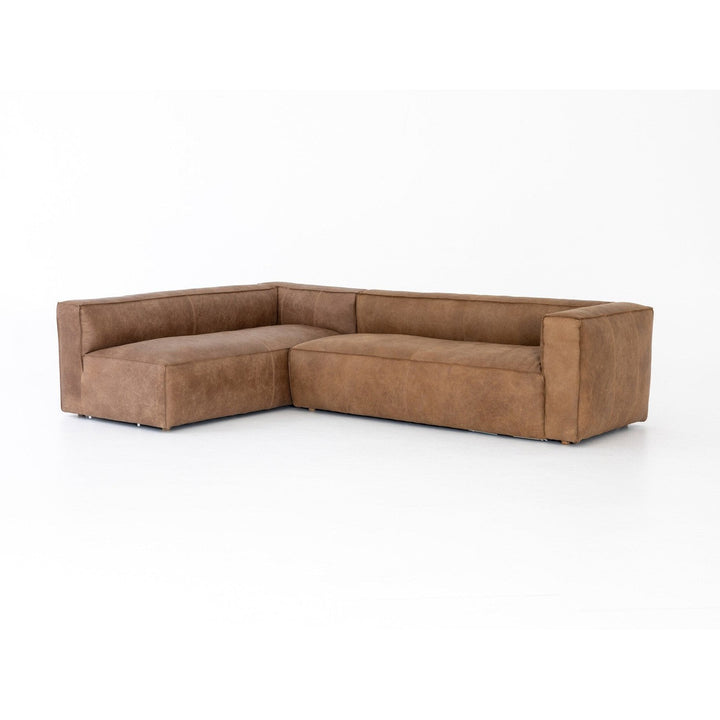 Finsbury Leather Sectional - Natural Washed Sand - 2-Piece RAF