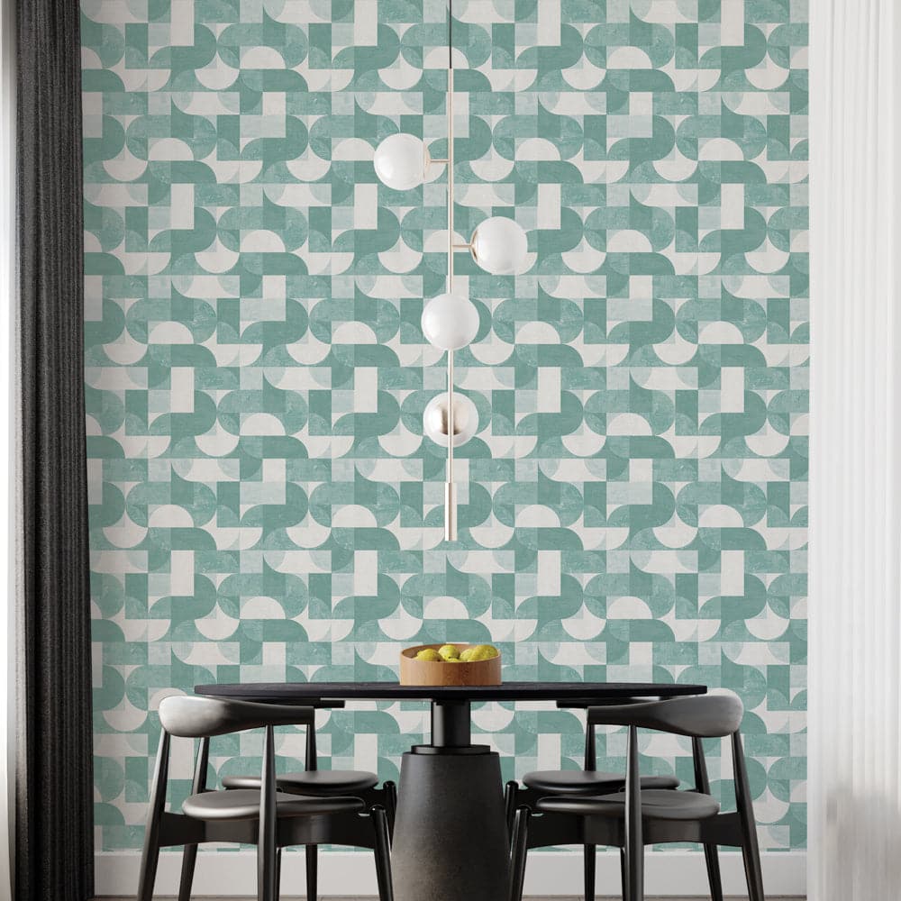 Composed Shapes Peel And Stick Wallpaper-Tempaper & Co.-Tempaper-CD15218-DecorMarine Green-8-France and Son