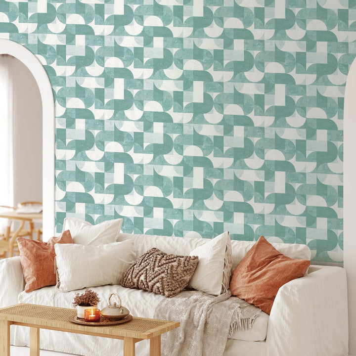Composed Shapes Peel And Stick Wallpaper-Tempaper & Co.-Tempaper-CD15218-DecorMarine Green-9-France and Son