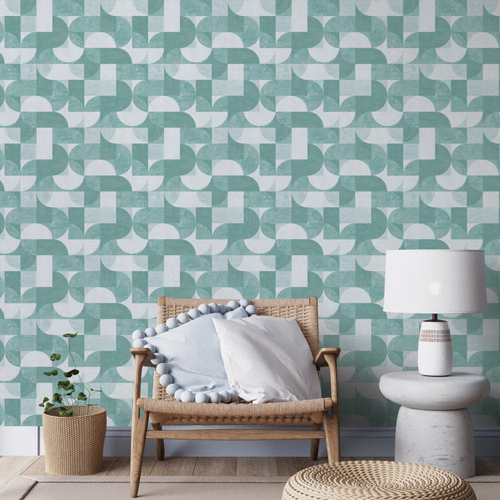 Composed Shapes Peel And Stick Wallpaper-Tempaper & Co.-Tempaper-CD15218-DecorMarine Green-7-France and Son
