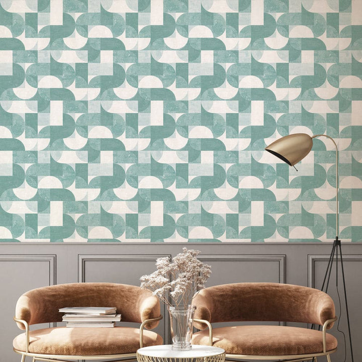 Composed Shapes Peel And Stick Wallpaper-Tempaper & Co.-Tempaper-CD15218-DecorMarine Green-10-France and Son