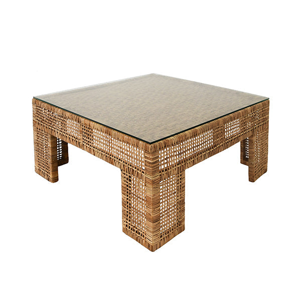 Coffee Tables Charlie - Wide Leg Rattan Coffee Table With Glass Top