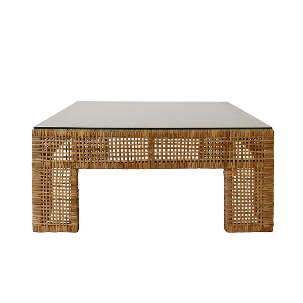 Coffee Tables Charlie - Wide Leg Rattan Coffee Table With Glass Top
