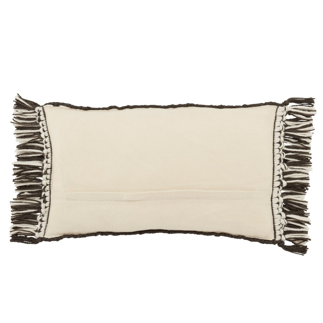 Jaipur Living Perdita Indoor/ Outdoor Geometric Black/ Ivory Poly Fill Pillow (13"X21" Lumbar)