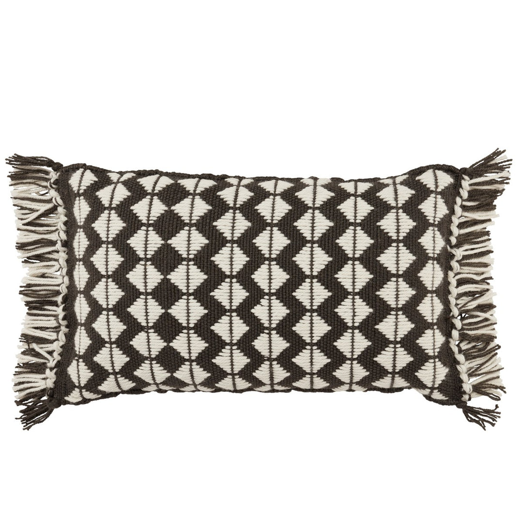 Jaipur Living Perdita Indoor/ Outdoor Geometric Black/ Ivory Poly Fill Pillow (13"X21" Lumbar)