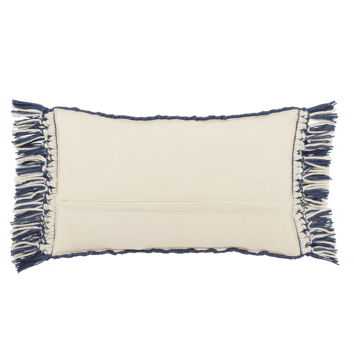 Jaipur Living Perdita Indoor/ Outdoor Geometric Dark Blue/ Ivory Poly Fill Pillow (13"X21" Lumbar)