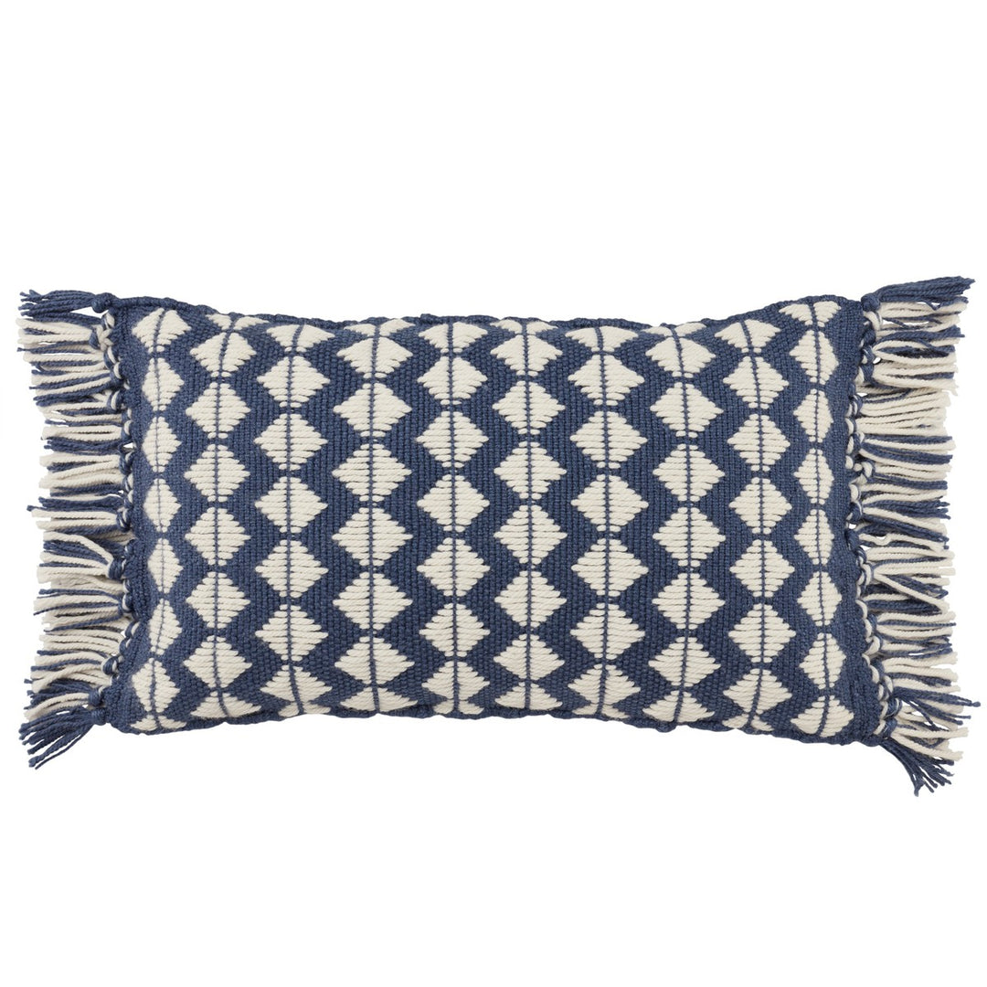 Jaipur Living Perdita Indoor/ Outdoor Geometric Dark Blue/ Ivory Poly Fill Pillow (13"X21" Lumbar)