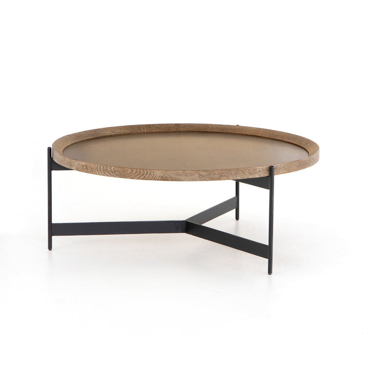 Langston Coffee Table - Bright Brass Clad