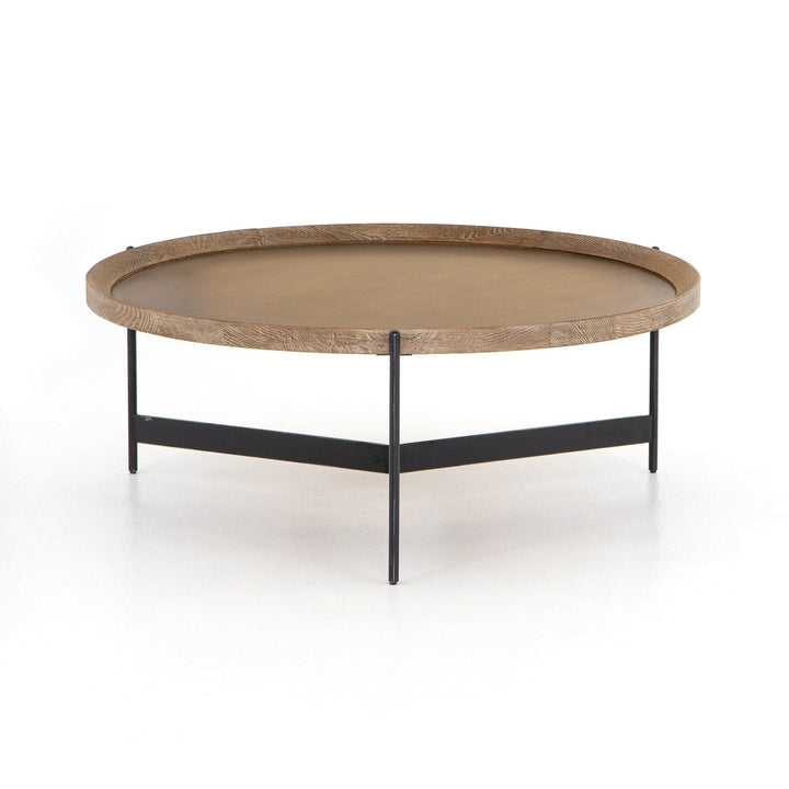 Langston Coffee Table - Bright Brass Clad