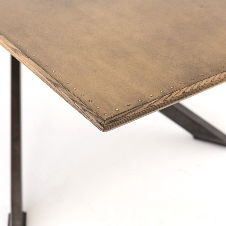 Kellan Dining Table - Bright Brass Clad