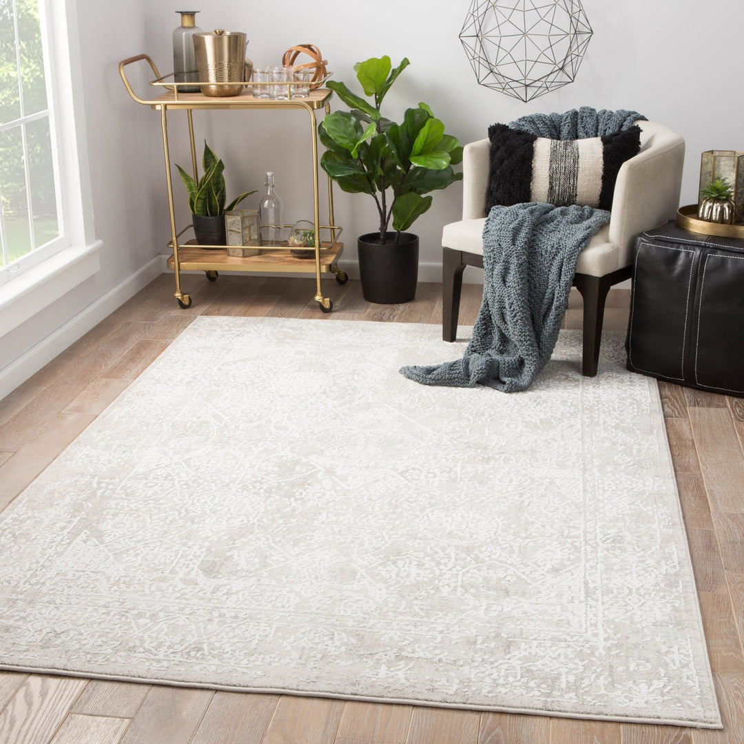 Jaipur Living Lianna Abstract Silver/ White Area Rug (3'11"X5'11")