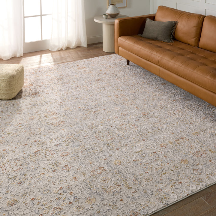 Jaipur Living Waverly Floral White/ Light Gray Area Rug (5'3"X7'6")