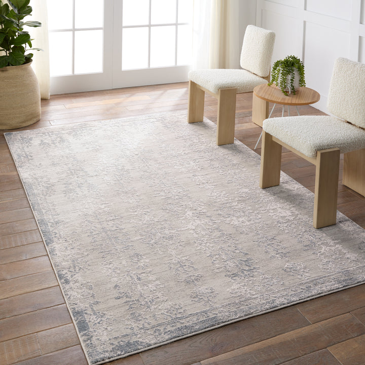 Jaipur Living Fortier Floral Silver/Slate Area Rug (3'11"X5'11")