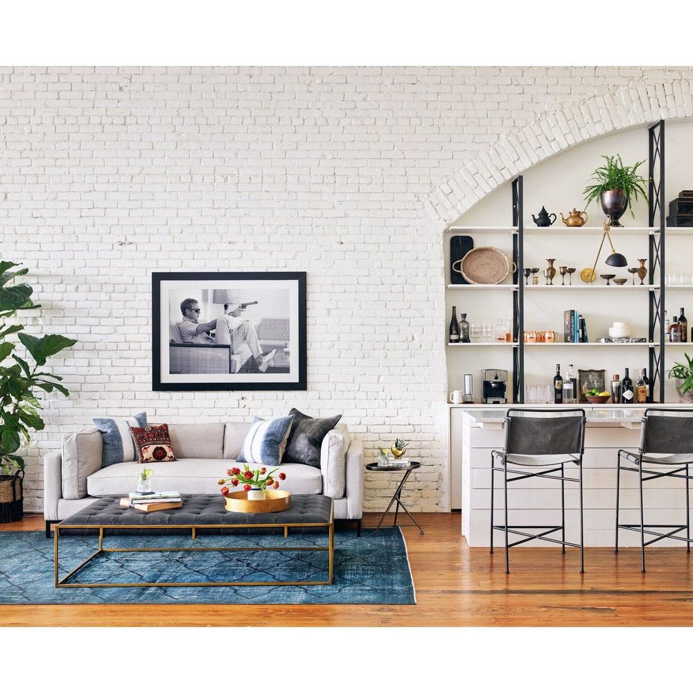 Stools & Ottomans Rutledge Cocktail Ottoman Table - Rialto Ebony - Open Box