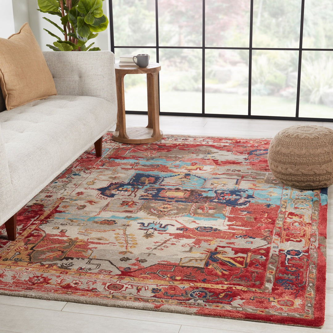 Jaipur Living Lilith Handmade Medallion Red/ Aqua Area Rug (9'X12')