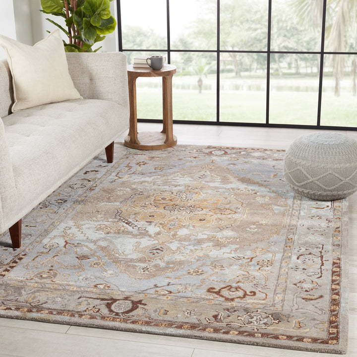 Jaipur Living Raisa Handmade Medallion Gray/ Gold Area Rug (10'X14')