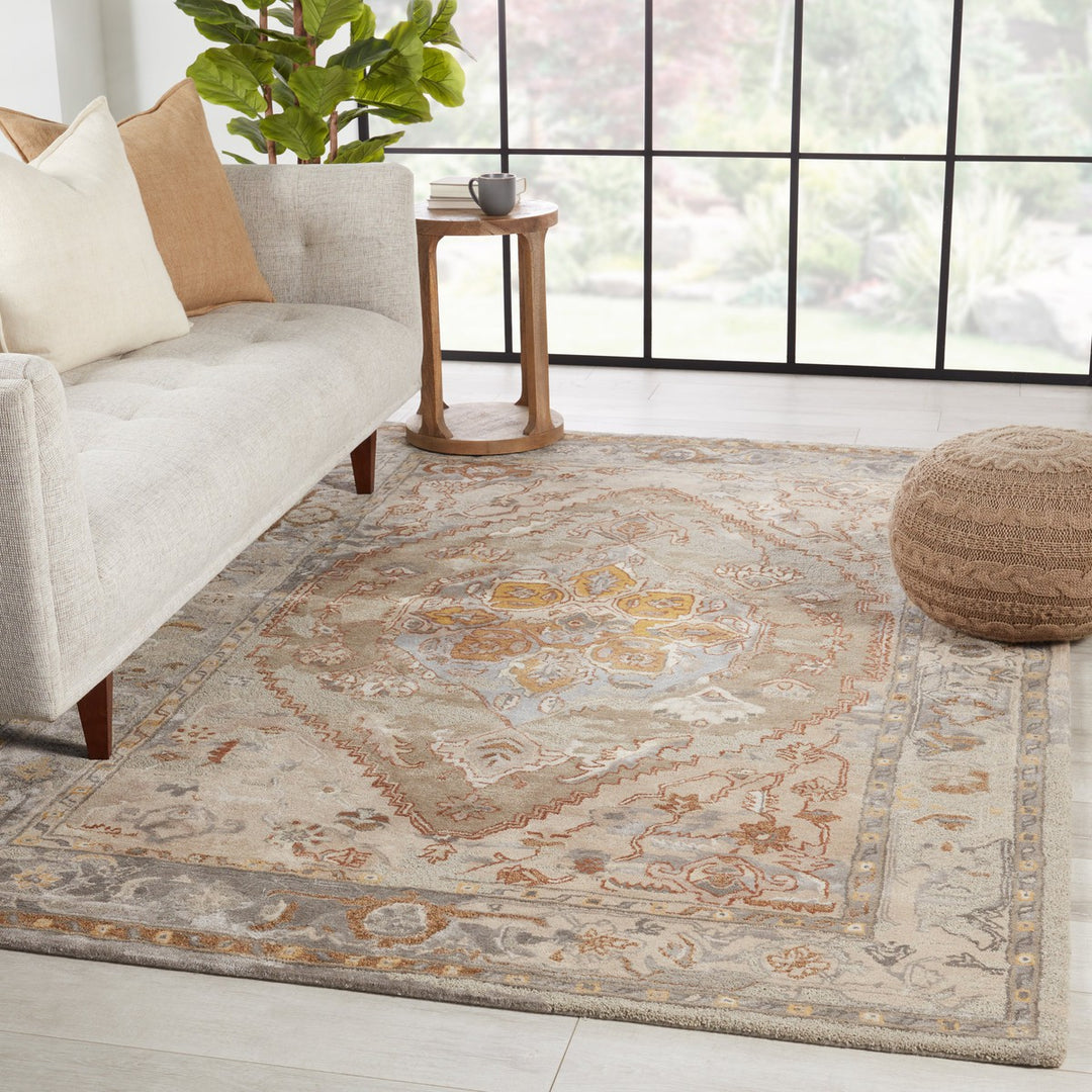 Jaipur Living Raisa Handmade Medallion Taupe/ Gold Area Rug (10'X14')