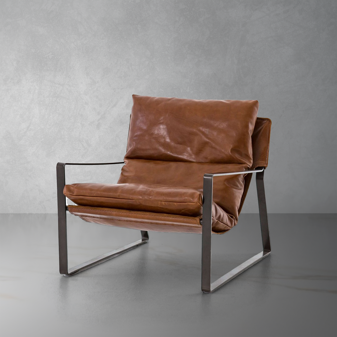 Emmett Sling Chair - Leather-Four Hands-FH-105995-010-Lounge ChairsDakota Tobacco-1-France and Son