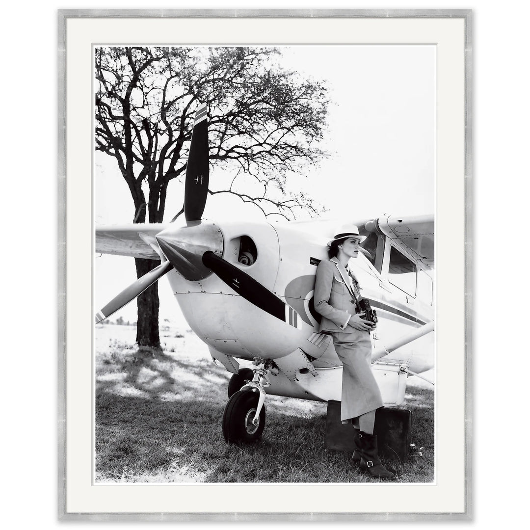Vogue Magazine, "Keira Knightley Leaning on Plane", Arthur Elgort, June 2007 by Soicher Marin