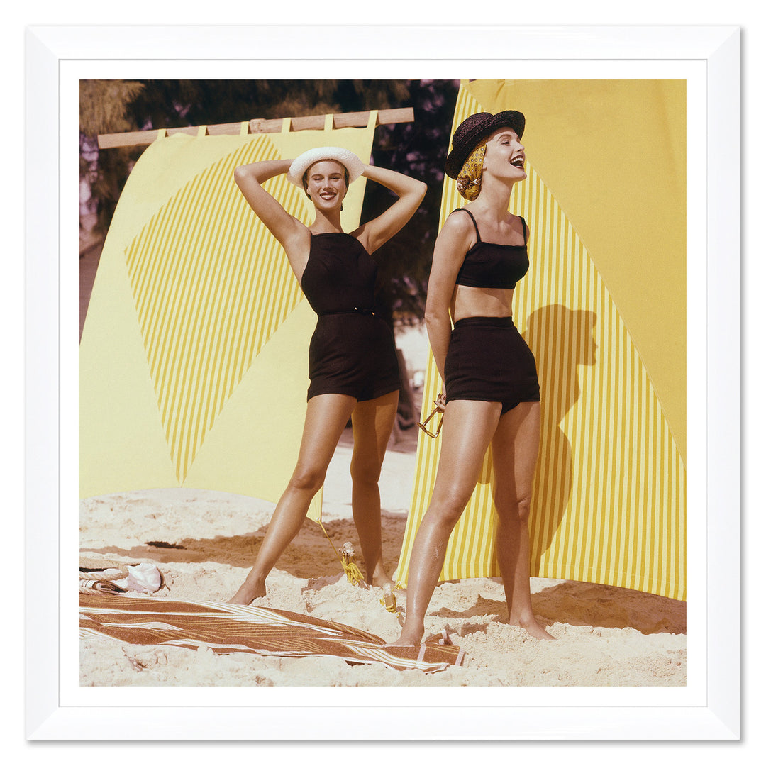 Glamour, "Two Models on a Beach", Frances McLaughlin-Gill, April 1, 1956 by Soicher Marin
