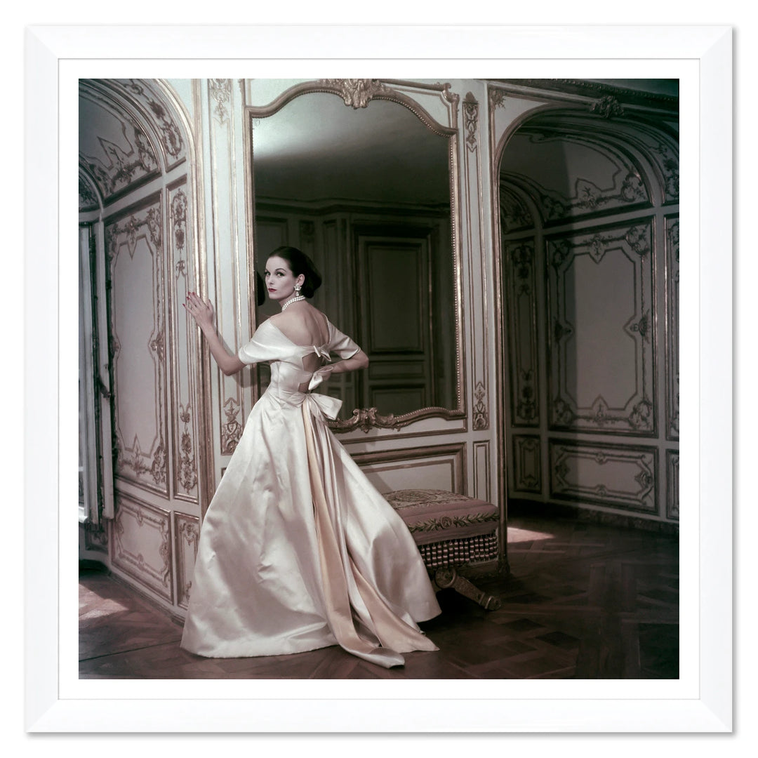 Vogue Magazine, "Model Wearing a Satin Evening Dress," Henry Clarke, November 1, 1955 by Soicher Marin