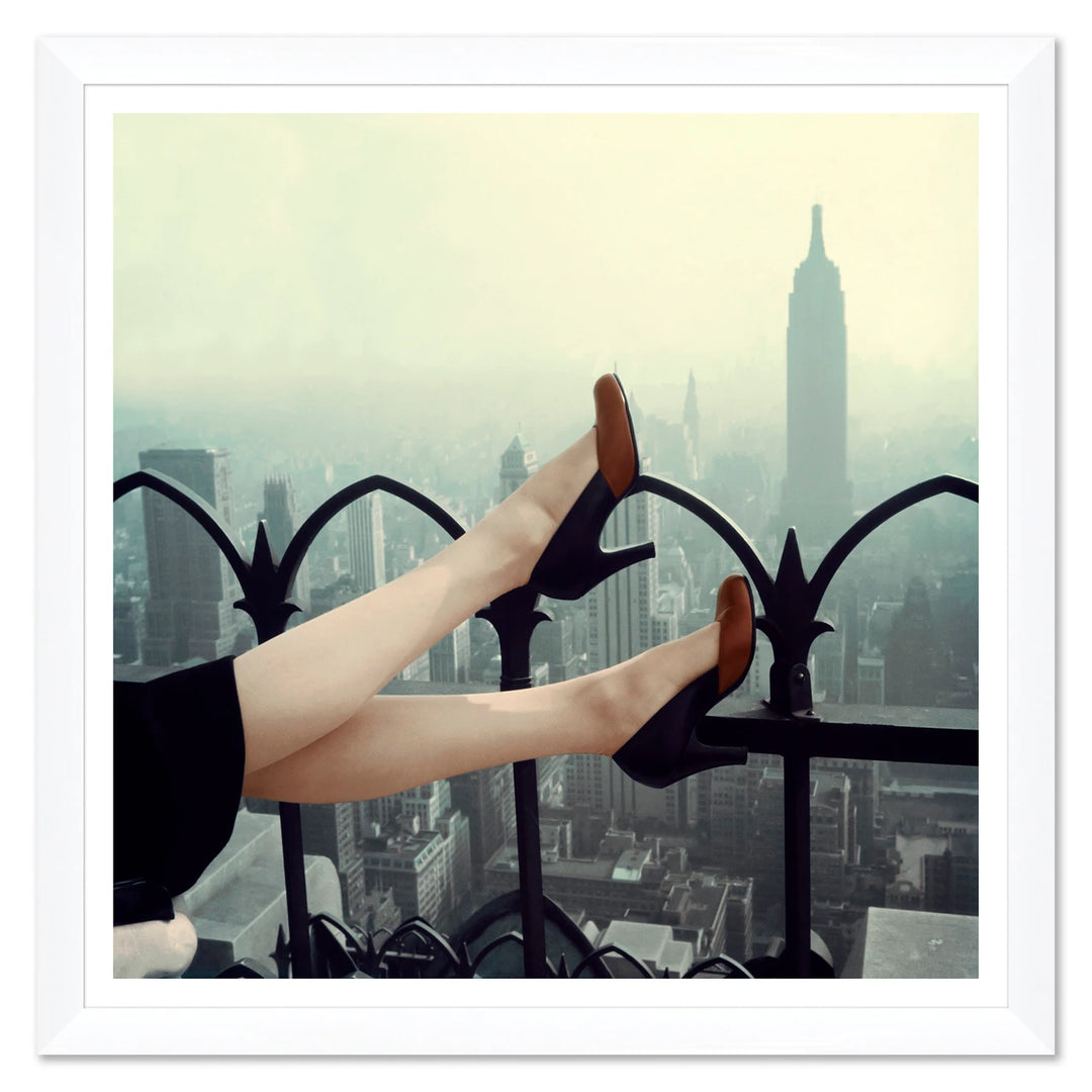 Glamour, "Two-Color Pumps Beside the NYC Skyline," Edward Kasper, November 1950 by Soicher Marin
