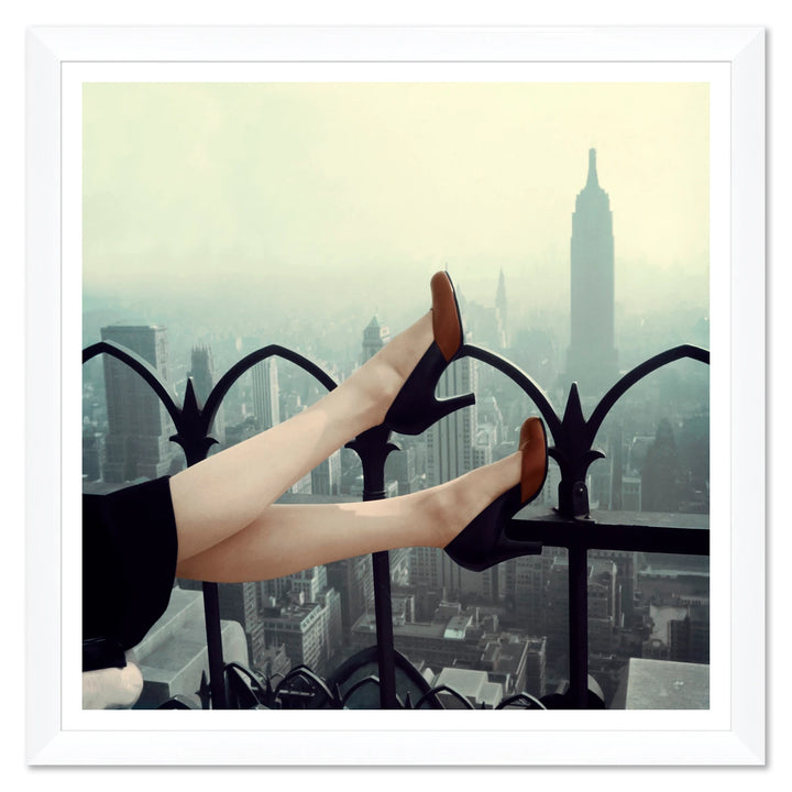 Glamour, "Two-Color Pumps Beside the NYC Skyline," Edward Kasper, November 1950 by Soicher Marin