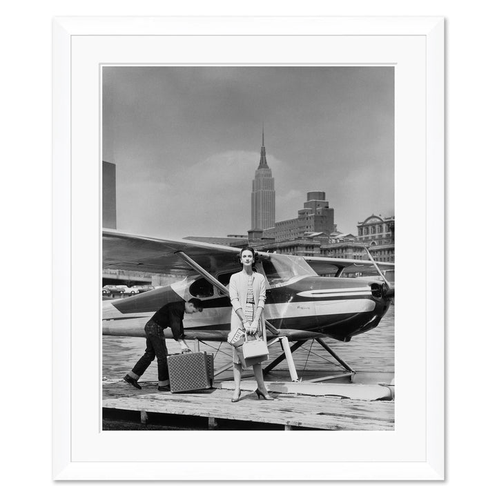 Vogue Magazine, "Woman by a Seaplane", John Rawlings, May 15, 1954 by Soicher Marin
