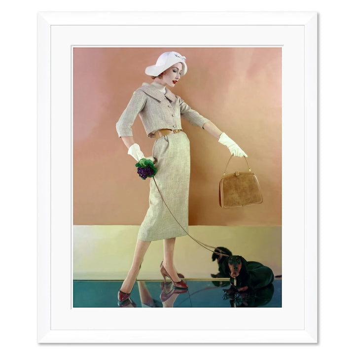 Vogue Magazine, "A Model Wearing a Tweed Jacket and Skirt," Karen Radkai, February 15, 1957 by Soicher Marin