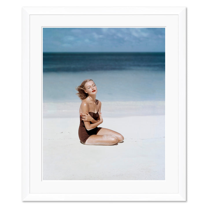 Vogue Magazine, "Liz Benn Sitting on a Beach," John Rawlings, July 1, 1953 by Soicher Marin