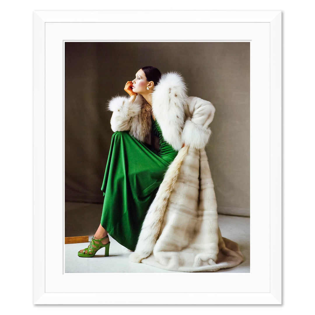Vogue Magazine, "Lynn Woodruff Modeling a Beige Mink Coat," Gianni Penati, September 15, 1971 by Soicher Marin