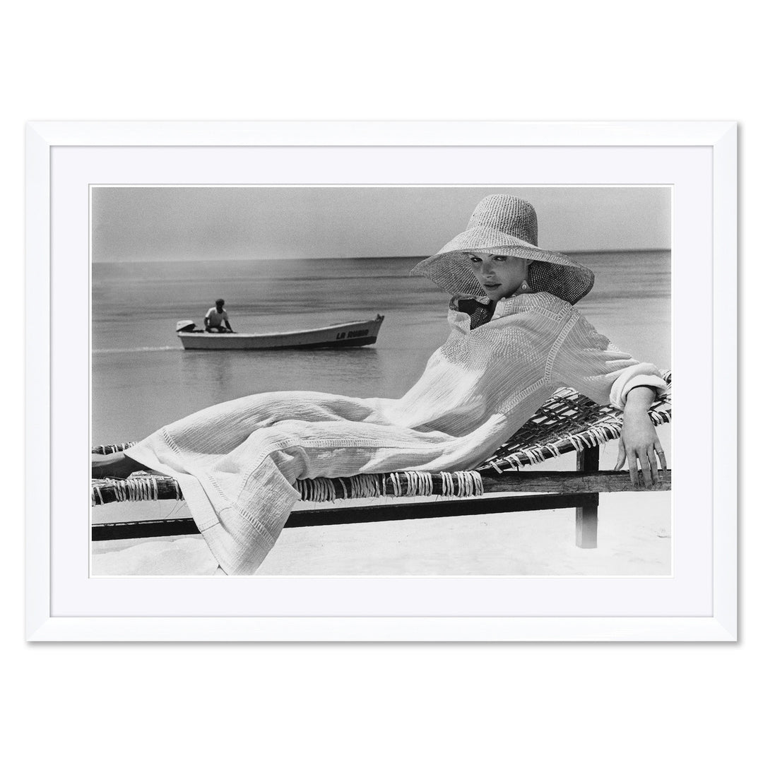 Vogue Magazine, "Lois Chiles on a Chaise by the Sea," Chris von Wangenheim, June 1, 1973 by Soicher Marin