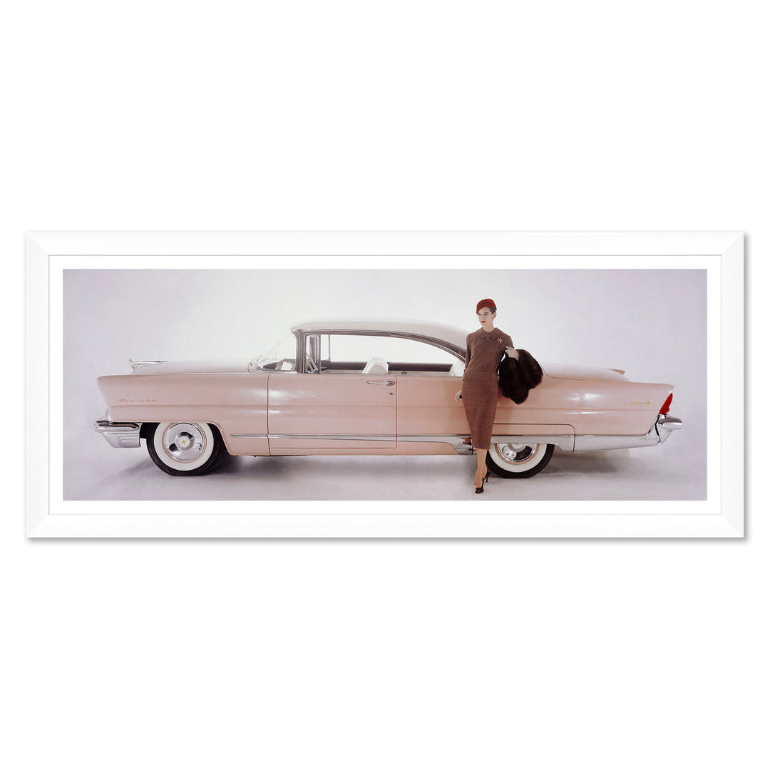 Vogue Magazine, "A Model Posing in Front of a Vintage Car," Karen Radkai, September 1, 1955 by Soicher Marin