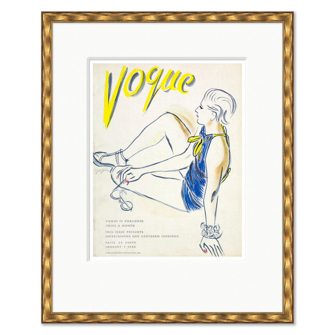 CN-25-0430L Vogue Cover, "Beach Fashions," R.S. Grafstrom, January 1, 1935 by Soicher Marin