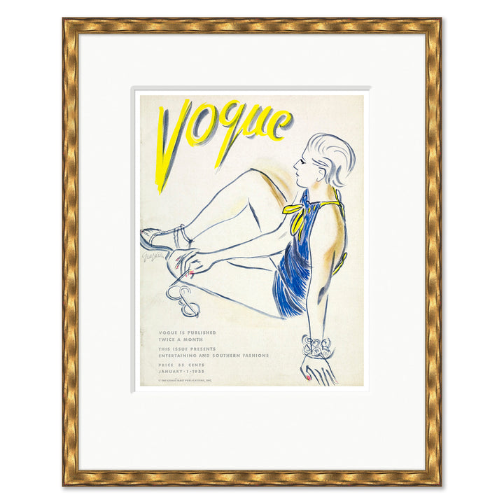 CN-25-0430L Vogue Cover, "Beach Fashions," R.S. Grafstrom, January 1, 1935 by Soicher Marin