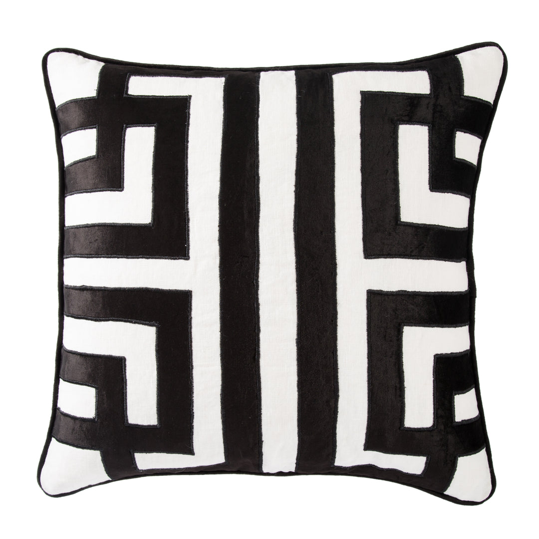 Nikki Chu by Jaipur Living Ordella Geometric White/ Black Pillow Cover (22" Square)