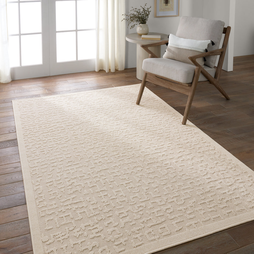 Vibe by Jaipur Living Axiom Indoor/Outdoor Abstract Cream Runner Rug (3'X8')