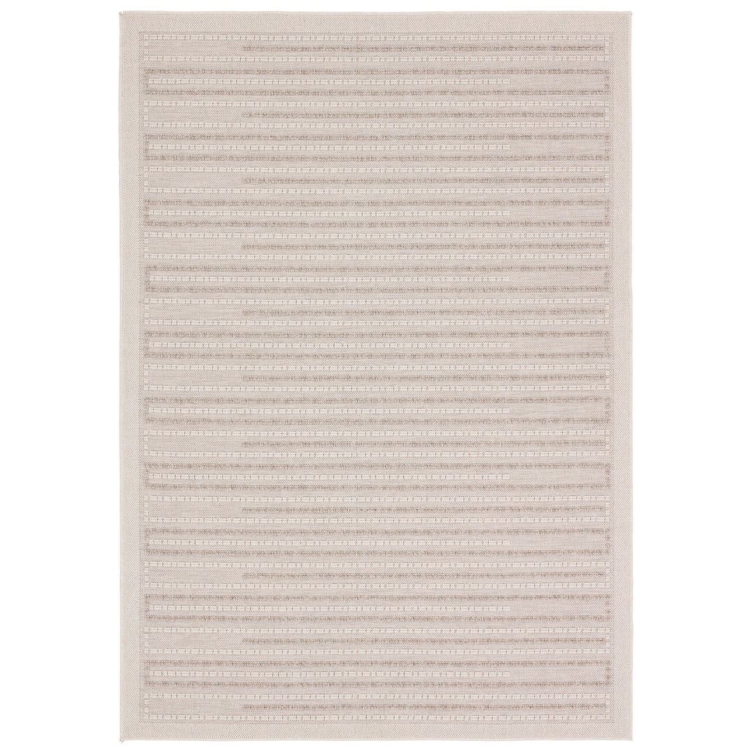 Vibe by Jaipur Living Theorem Indoor/Outdoor Striped Taupe/ Cream Area Rug (4'X6')